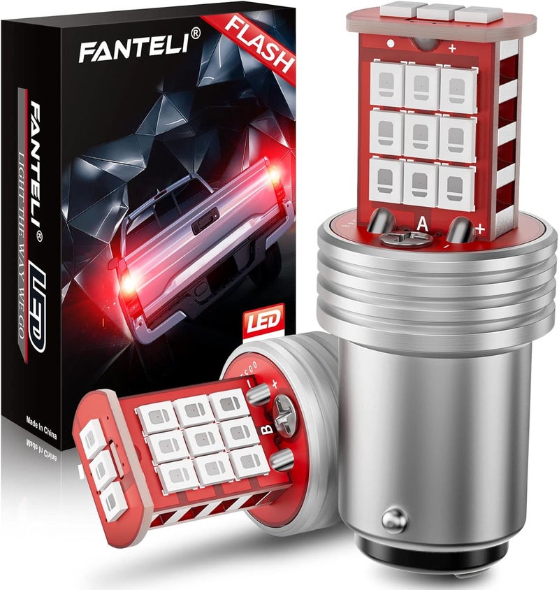 FANTELI 1157 LED Bulb Flashing Brake Lights, 300% Brighter 2057 2357 7528 BAY15D Plug and Play Strobe Blinking LED Stop Tail Lights, Brilliant Red - Image 1